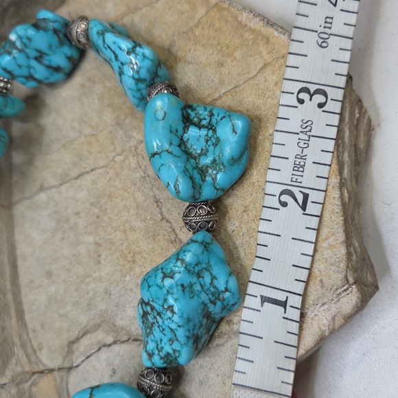 Genuine Turquoise and Sterling Silver Beaded Necklace - Picture 10 of 10
